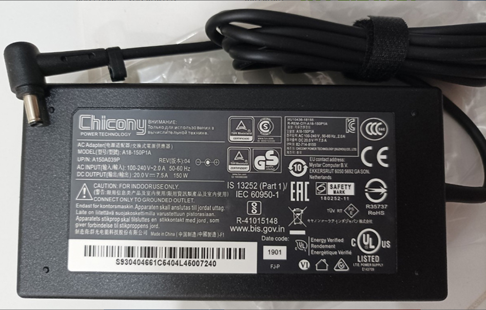 Sạc Msi 20v-7.5a (Kim Nhỏ – 4.5mm X 3.0mm) – Zin