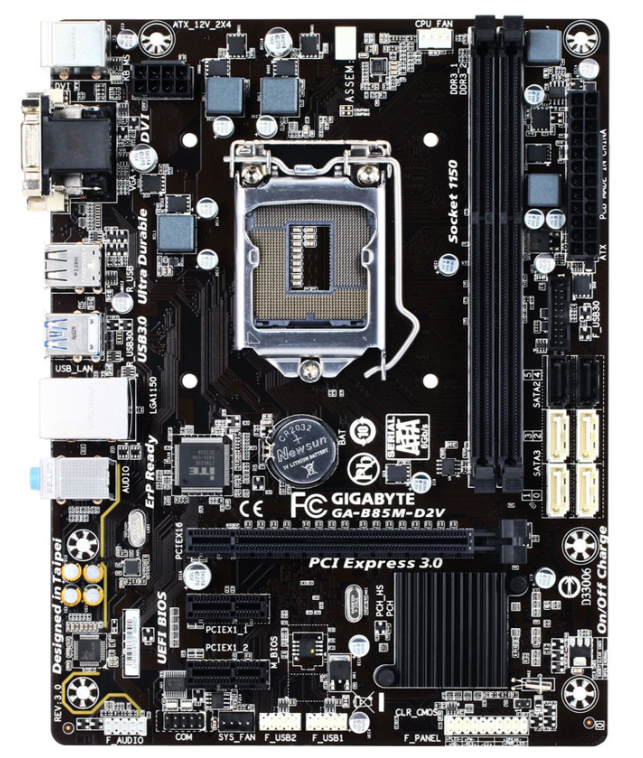 Mainboard SK 1150 GIGABYTE B85M-D2V/D3V/D2V SI Box RENEW (VGA, DVI 24+1, LAN 1000Mbps, 2 khe RAM DDR3, mATX)