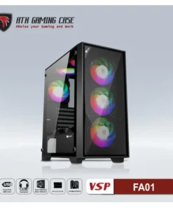 Case VSP FA01 Black (410x210x450mm, Hông kính cường lực, Fan đuôi 1x120mm ko kèm, Fan trước 3x120mm ko kèm, Fan trên 2x120mm ko kèm, Fan dưới 2x120mm ko kèm, 1xUSB3.0, 2xUSB2.0, 2xHDD, 2xSSD, Tản nước 120/240/360mm ko kèm, Nguồn dưới dây dài) FV