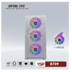 Case VSP B709 White (453x260x425mm, Hông kính cường lực, Fan đuôi 1x120mm đã kèm, Fan trước 3x120mm đã kèm, 1xUSB3.0, 2xUSB2.0, 1xHDD, 2xSDD, Nguồn dưới dây dài)