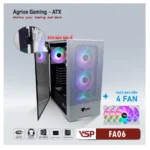 Case VSP FA06 White FV (375x200x452mm, Hông kính cường lực, Fan đuôi 1x120mm đã kèm, Fan trước 3x120mm đã kèm, Fan trên 2x120mm ko kèm, 1xUSB3.0, 2xUSB2.0, 2xHDD, 2xSSD, Tản nước 120/240mm ko kèm, Nguồn dưới dây dài)