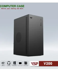 Case VSP V200 Black (260x165x353mm, Fan đuôi 1x80mm ko kèm, 2xUSB2.0, 2xHDD, 2xSSD, Nguồn trên dây ngắn)FV