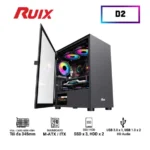 Case RUIX D2 Black (350x210x415mm, mặt kính cường lực, Fan sau 1x120mm ko kèm, Fan trên 2x120mm ko kèm, Fan dưới 2x120mm ko kèm, 1xUSB3.0, 2xUSB2.0, 2xHDD, 2xSDD, Tản nước 120/240mm ko kèm Nguồn dưới dây dài)