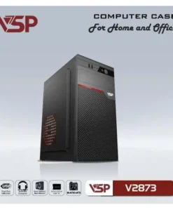 Case VSP 28XX-2873 Black (290x170x350mm, Fan đuôi 1x80mm ko kèm, Fan hông 1x120mm ko kèm, 2xUSB2.0, 1xHDD, 1xSSD, Nguồn trên dây ngắn) FV