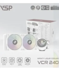 Tản nhiệt nước VSP VCR-240 White (PWM 4 Pin, 12V 3Pin ARGBLGA115X/ 1200 / 1700 / 1366 - LGA2011 / 2066/FM2 / FM2+ / AM3 / AM3+ / AM4 / AM5)